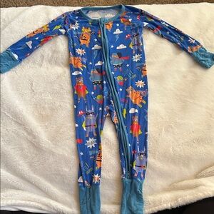 Little Sleepies Blue and Orange Superhero Footie